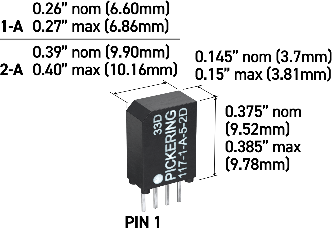 Reed Relay Dimensions 117 series